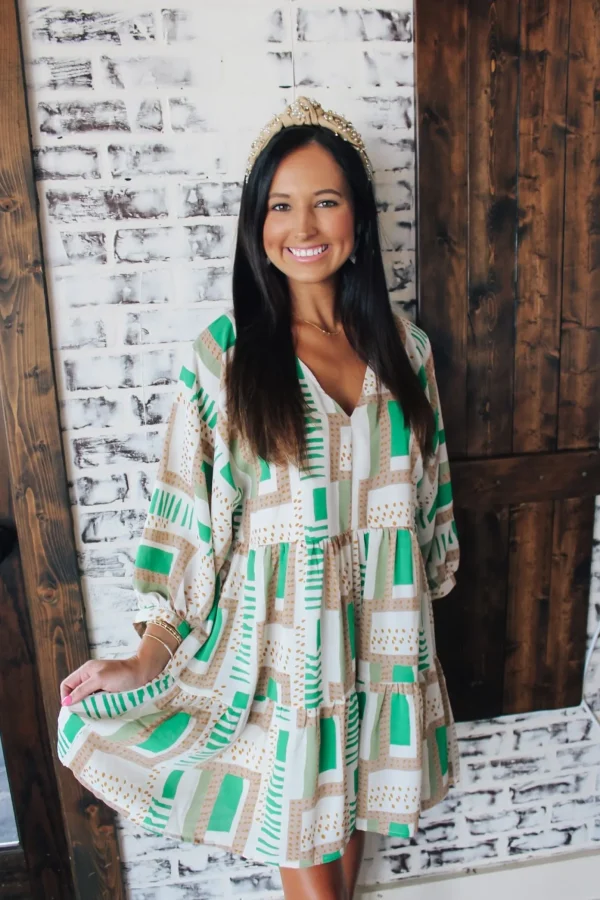 Allie Lynn's Boutique Printed Dresses<Abstract Green Printed Dress