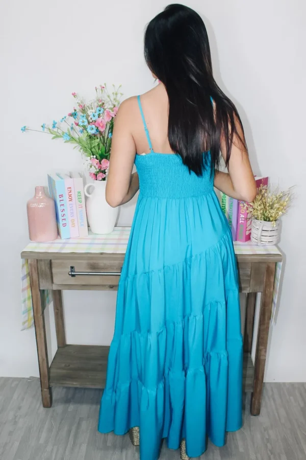 Allie Lynn's Boutique Solid Dresses<Alexis Midi Dress "Aqua"