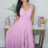 Allie Lynn's Boutique Solid Dresses<Alexis Midi Dress "Lt Pink"