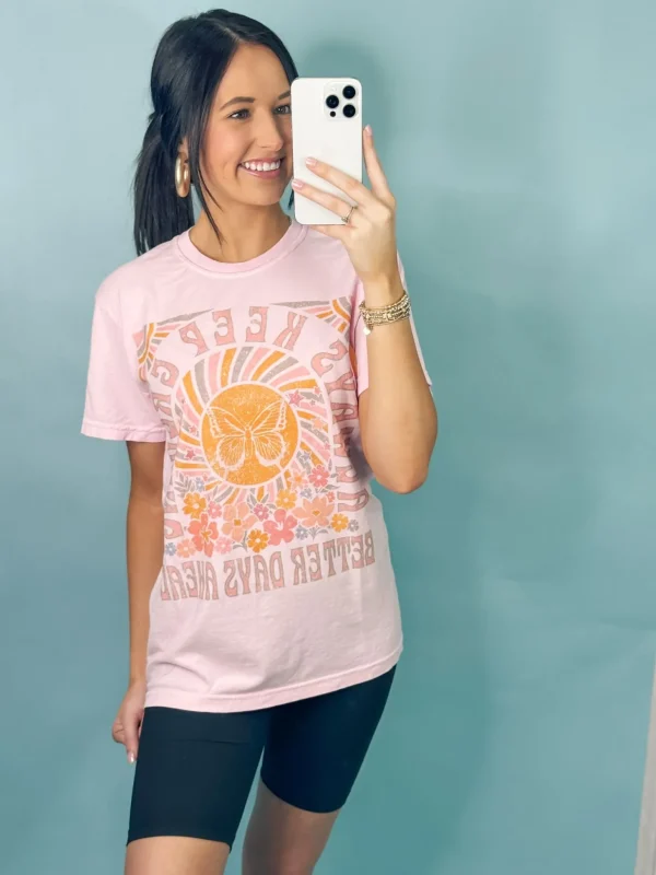 Allie Lynn's Boutique Graphic Tees<Always Keep Growing Graphic Tee "Blossom Pink"