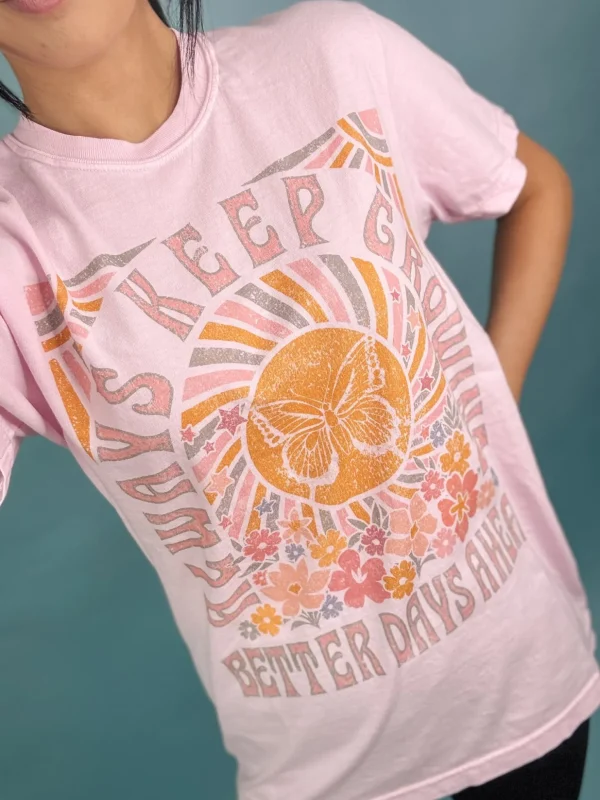 Allie Lynn's Boutique Graphic Tees<Always Keep Growing Graphic Tee "Blossom Pink"