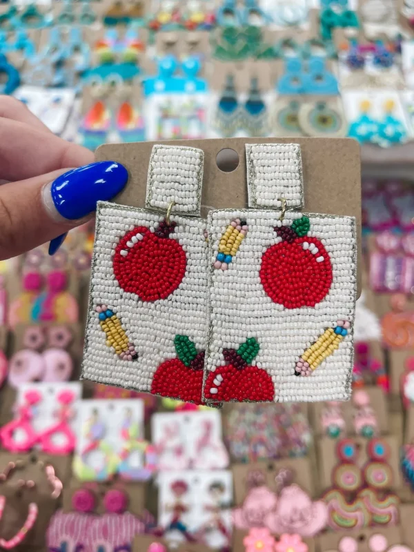 Allie Lynn's Boutique Jewelry<Apple And Pencil Teacher Earrings