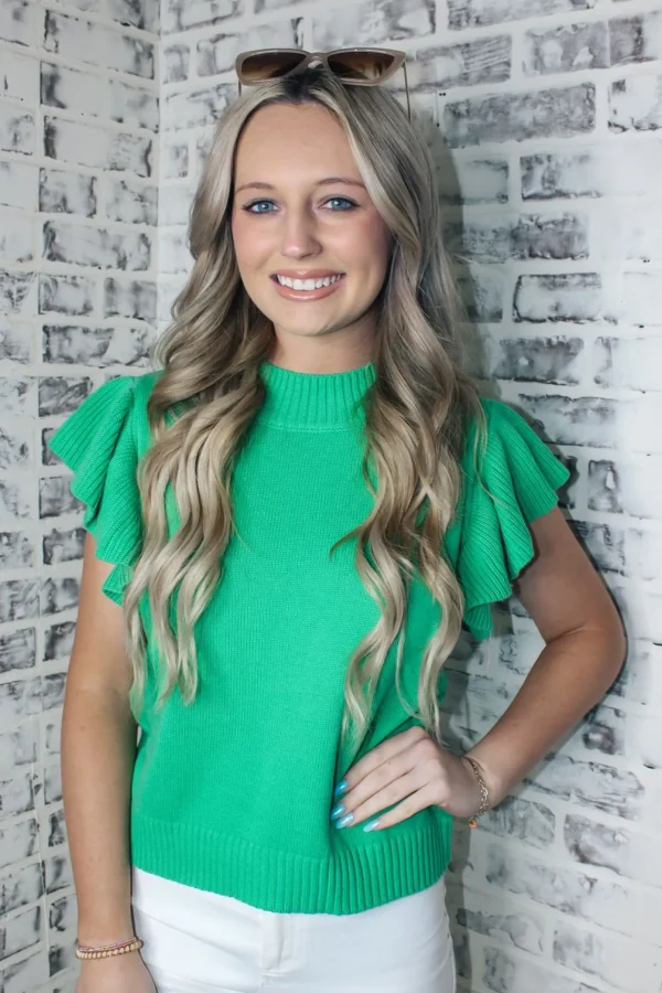 Allie Lynn's Boutique Solid Tops<Apple Green Sweater Top