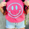 Allie Lynn's Boutique Graphic Tees<Aqua Happy Face Puff Tee