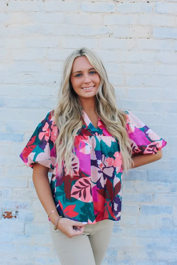 Allie Lynn's Boutique Printed Tops<Autumn Leaves Top