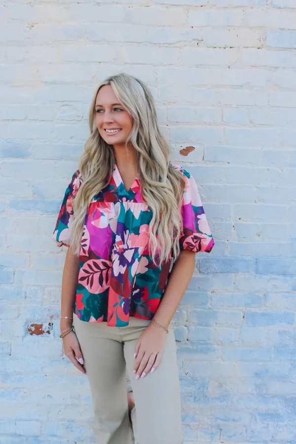 Allie Lynn's Boutique Printed Tops<Autumn Leaves Top