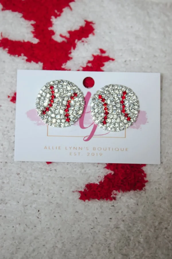 Allie Lynn's Boutique Jewelry<Baseball Rhinestone Studs