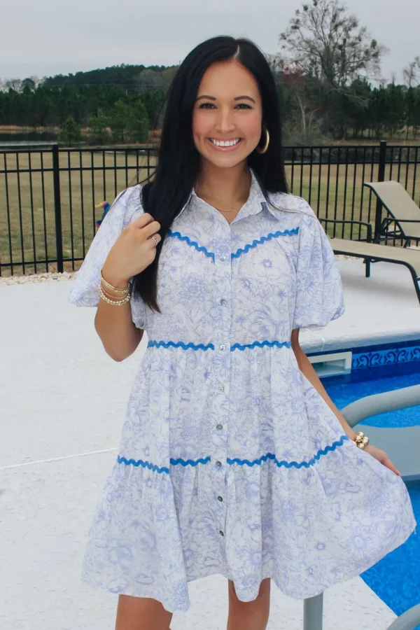 Allie Lynn's Boutique Printed Dresses<Blue Paisley Dress