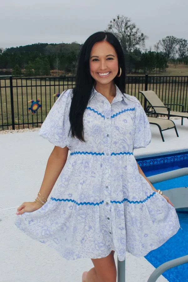 Allie Lynn's Boutique Printed Dresses<Blue Paisley Dress