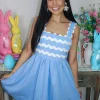 Allie Lynn's Boutique Printed Dresses<Blue Ric Rac Mini Dress