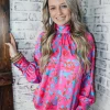 Allie Lynn's Boutique Printed Tops<Blue Winter Long Sleeve Top