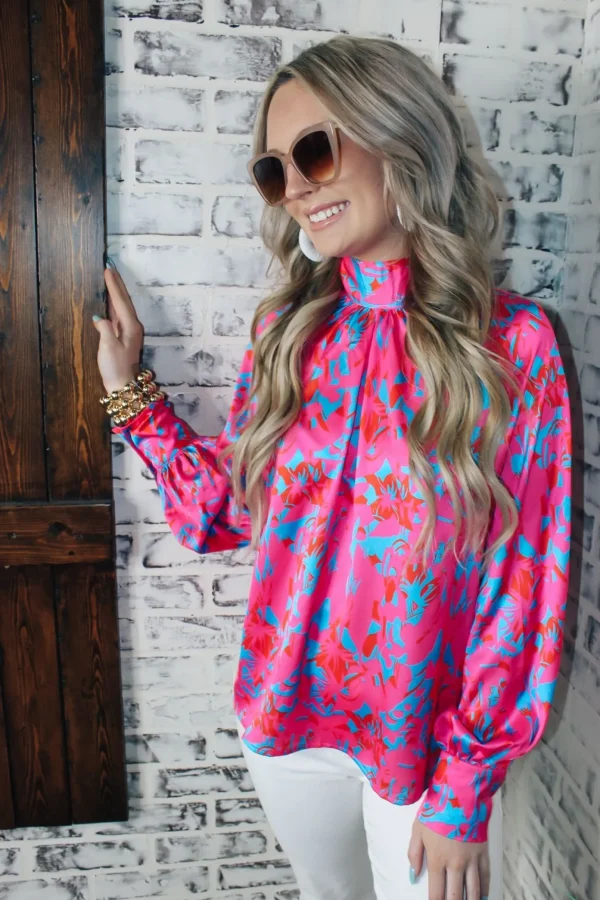 Allie Lynn's Boutique Printed Tops<Blue Winter Long Sleeve Top