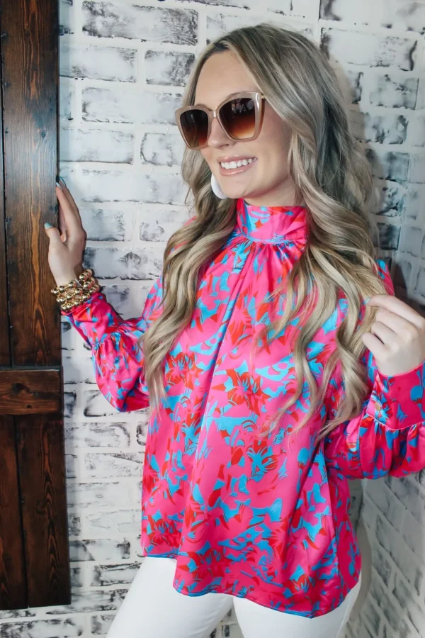 Allie Lynn's Boutique Printed Tops<Blue Winter Long Sleeve Top