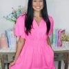 Allie Lynn's Boutique Solid Dresses<Bubblegum Pink Solid Dress