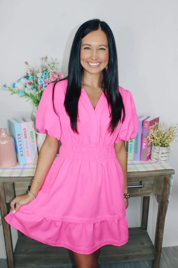 Allie Lynn's Boutique Solid Dresses<Bubblegum Pink Solid Dress