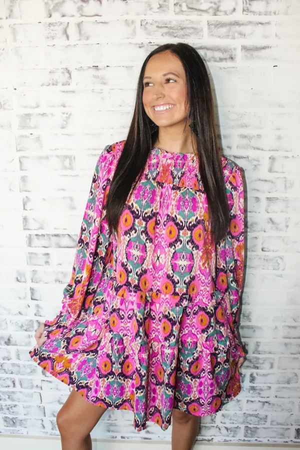 Allie Lynn's Boutique Printed Dresses<Carrie Dress "Magenta Mix"