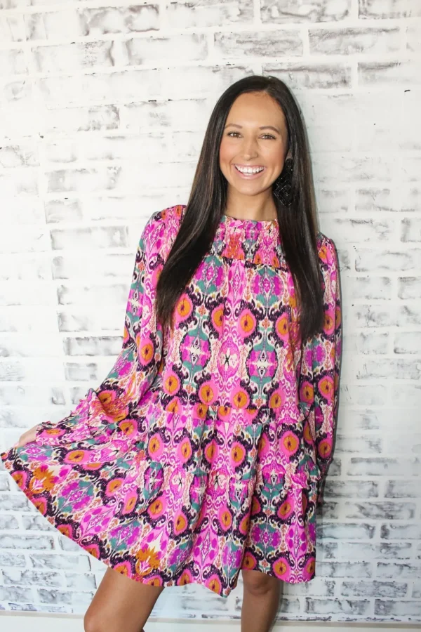 Allie Lynn's Boutique Printed Dresses<Carrie Dress "Magenta Mix"