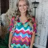 Allie Lynn's Boutique Printed Tops<Dancing Waves Cuff Sleeve Top