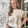 Allie Lynn's Boutique Solid Tops<Ecru Cheetah Top