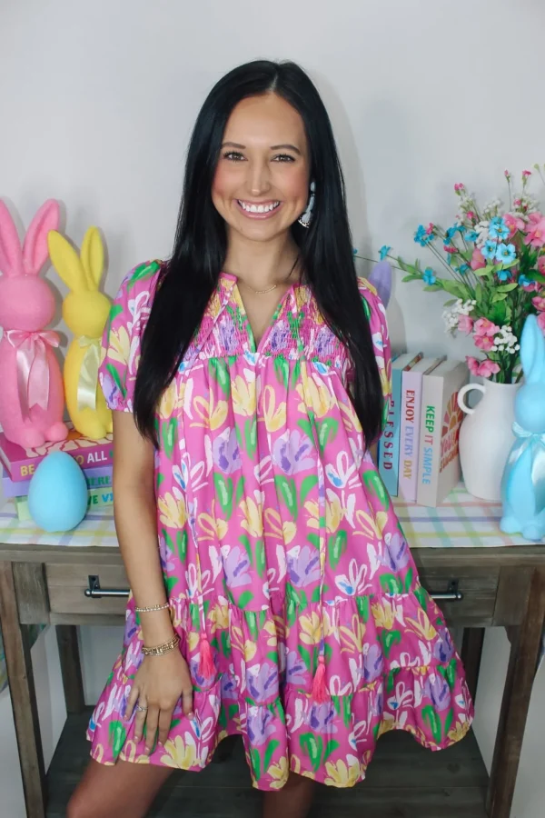 Allie Lynn's Boutique In Full Bloom<Feelin' Fuchsia Floral Dress