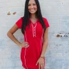 Allie Lynn's Boutique Solid Dresses<Fitted Dress "Red"