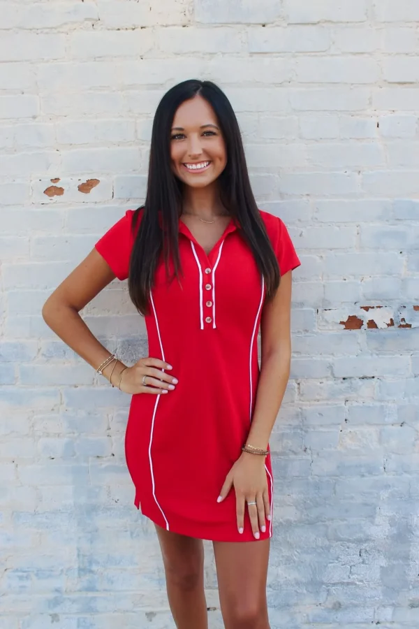 Allie Lynn's Boutique Solid Dresses<Fitted Dress "Red"