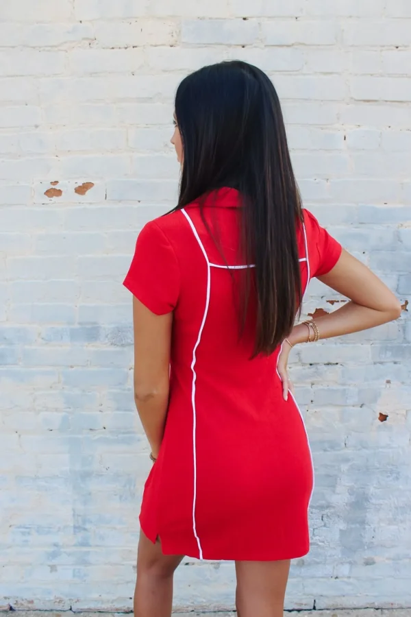 Allie Lynn's Boutique Solid Dresses<Fitted Dress "Red"