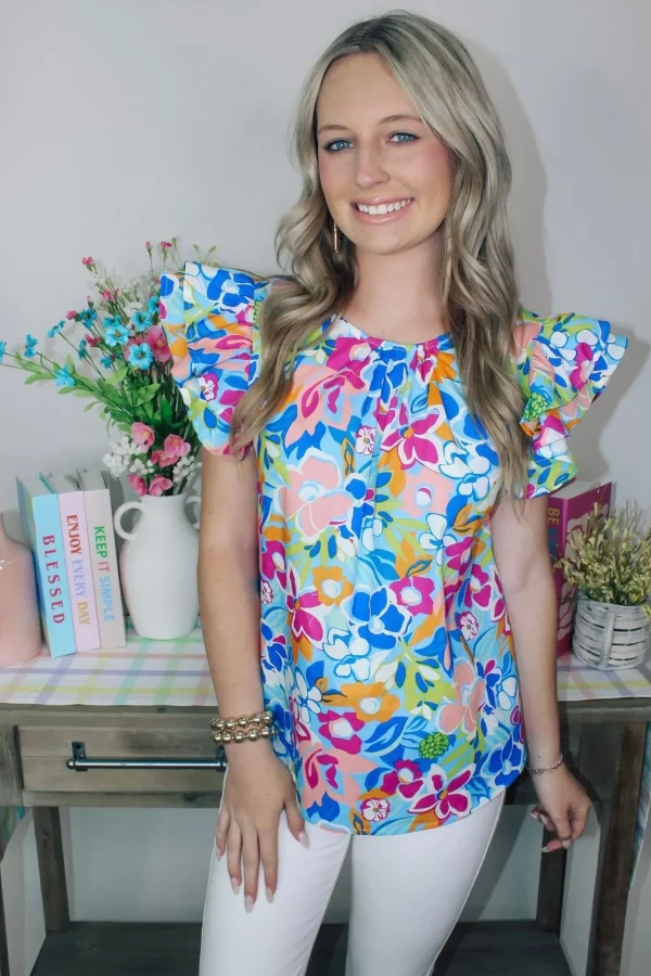 Allie Lynn's Boutique Printed Tops<Floral Blossom Printed Top