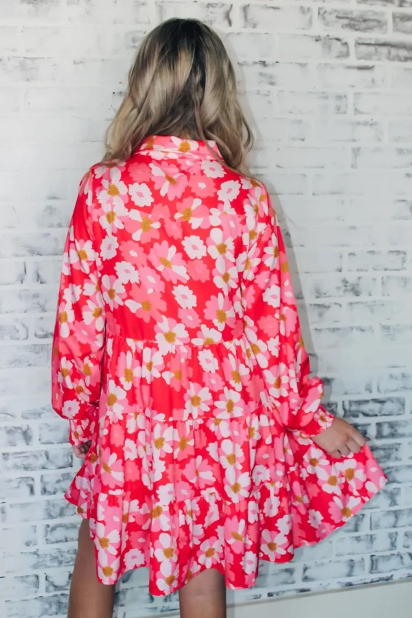 Allie Lynn's Boutique Printed Dresses<Floral Fall Mini Dress "Pink"