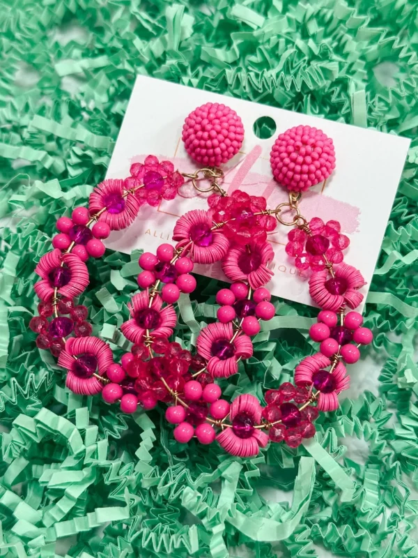 Allie Lynn's Boutique Jewelry<Fun Floral Earrings "Pink"