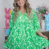 Allie Lynn's Boutique Printed Dresses<Giddy Green Floral Dress