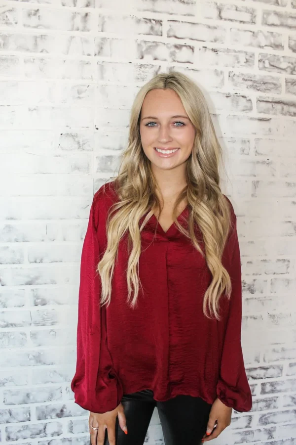 Allie Lynn's Boutique Solid Tops<Glam Long Sleeve Top "Wine"