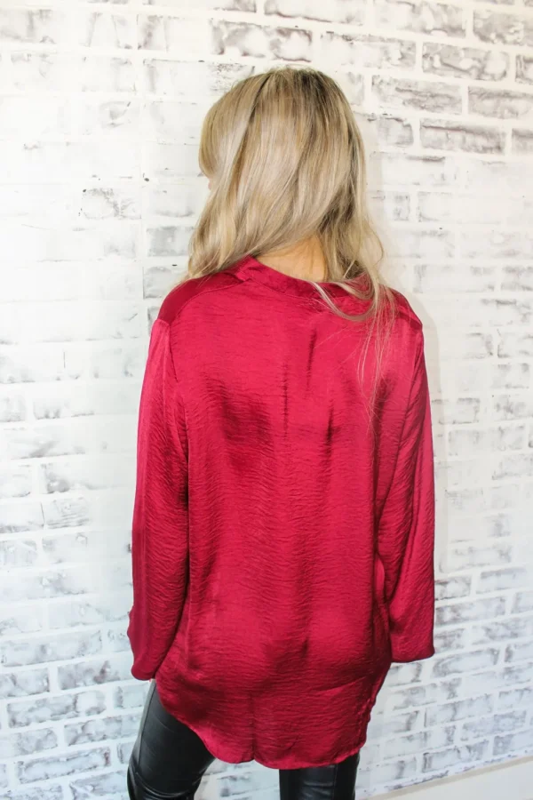 Allie Lynn's Boutique Solid Tops<Glam Long Sleeve Top "Wine"