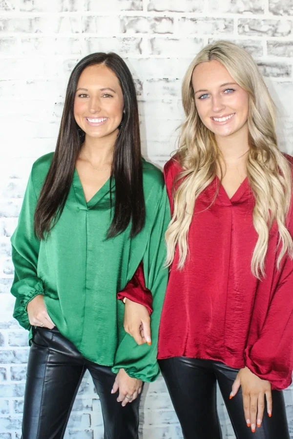 Allie Lynn's Boutique Solid Tops<Glam Long Sleeve Top "Wine"