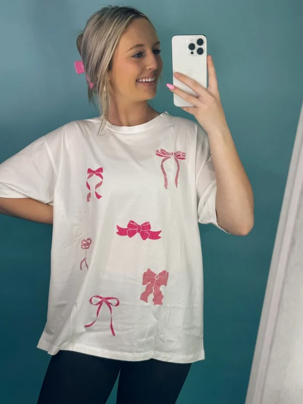 Allie Lynn's Boutique Graphic Tees<Glitter Bow Ribbons Graphic Tee