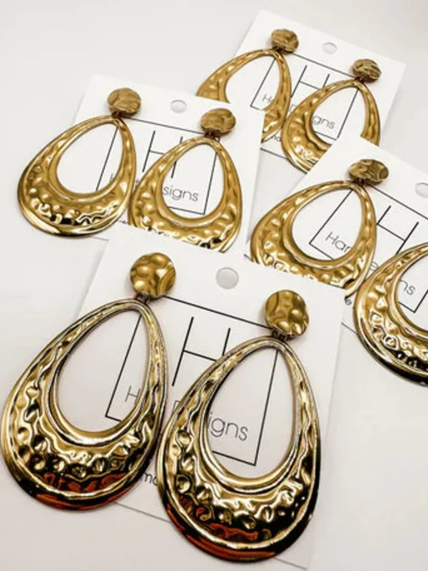 Allie Lynn's Boutique Hart Designs Jewelry<Gold Thick Hoop Earrings