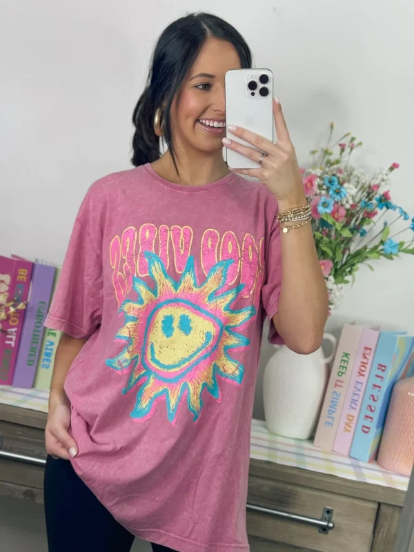 Allie Lynn's Boutique Graphic Tees<Good Vibes Sunshine Graphic Tee "Pink"