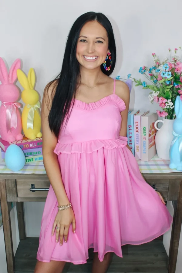 Allie Lynn's Boutique Solid Dresses<Harper Mini Dress "Barbie Pink"