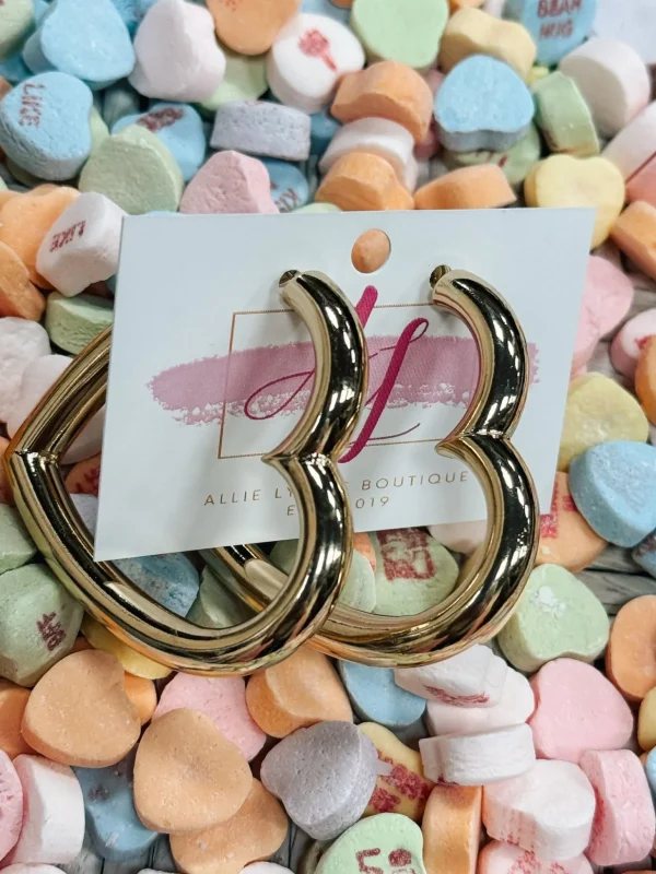 Allie Lynn's Boutique Jewelry<Heart Gold Hoops