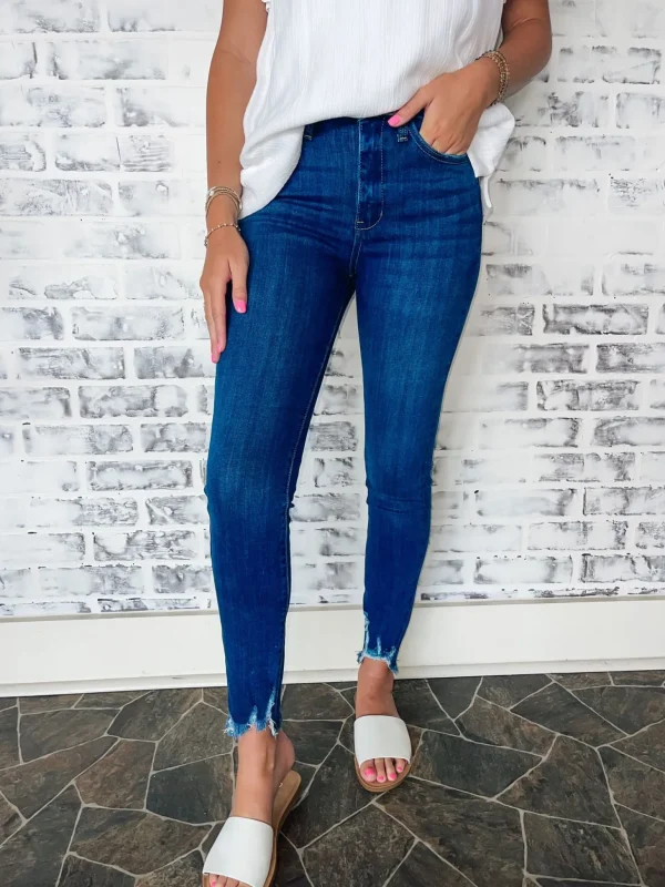 Allie Lynn's Boutique Pants<High Rise Ankle Skinny Jeans "Dark Denim