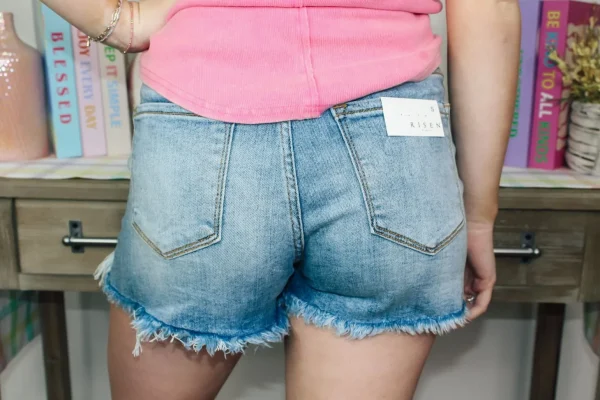 Allie Lynn's Boutique Shorts/Skirts<High Rise Distressed Shorts "Light"