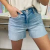 Allie Lynn's Boutique Shorts/Skirts<High Rise Raw Cut Hem Side Slit Shorts "Light"