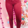 Allie Lynn's Boutique Pants<High Rise Skinny Pants "Wine"