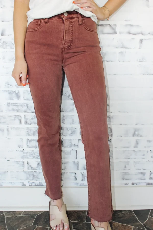 Allie Lynn's Boutique Pants<High Rise Straight Pants "Espresso"