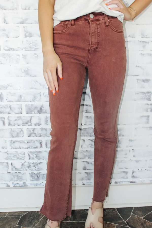 Allie Lynn's Boutique Pants<High Rise Straight Pants "Espresso"