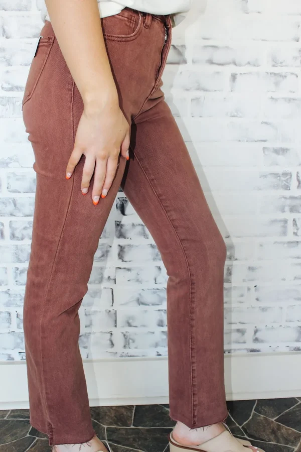 Allie Lynn's Boutique Pants<High Rise Straight Pants "Espresso"