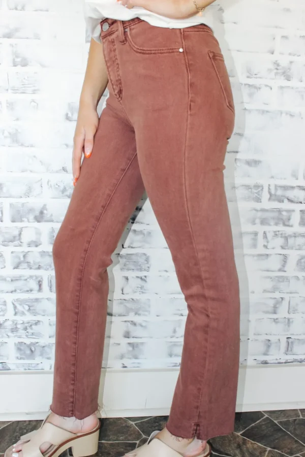 Allie Lynn's Boutique Pants<High Rise Straight Pants "Espresso"