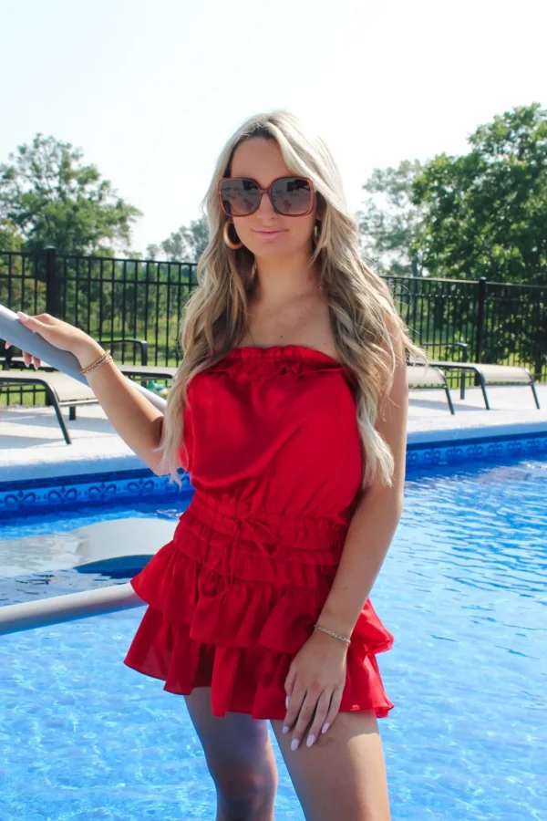 Allie Lynn's Boutique Rompers/Sets<Hot Red Strapless Romper Dress