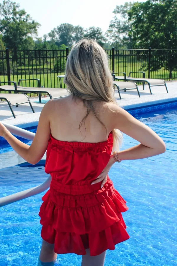 Allie Lynn's Boutique Rompers/Sets<Hot Red Strapless Romper Dress