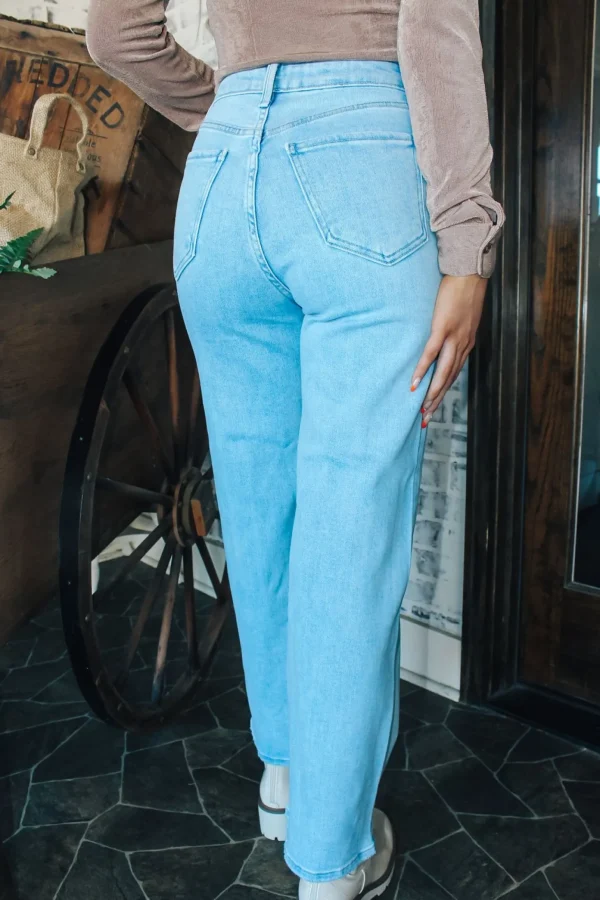 Allie Lynn's Boutique Pants<Hr Cargo Pocket Wide Leg Jeans "Light Denim"